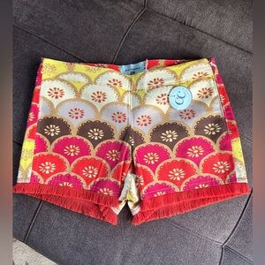 Judith March Colorful Shorts with Fringe Hem Size S NWT